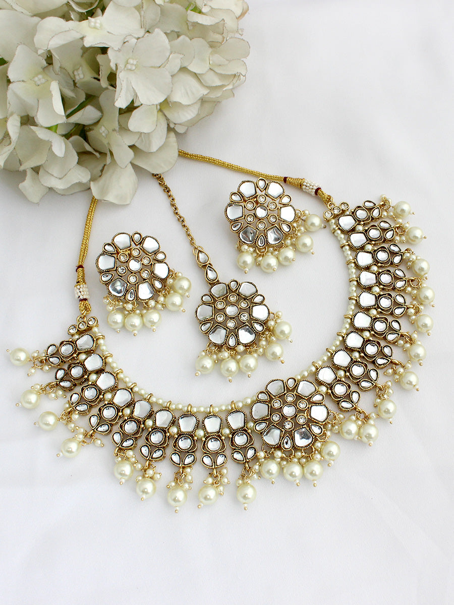 Anaya Bib Necklace Set - Gold