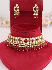 Mridul Choker Necklace Set-Maroon