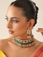 Mridul Choker Necklace Set-Green