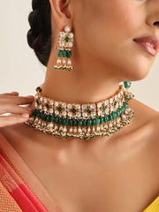 Mridul Choker Necklace Set-Green