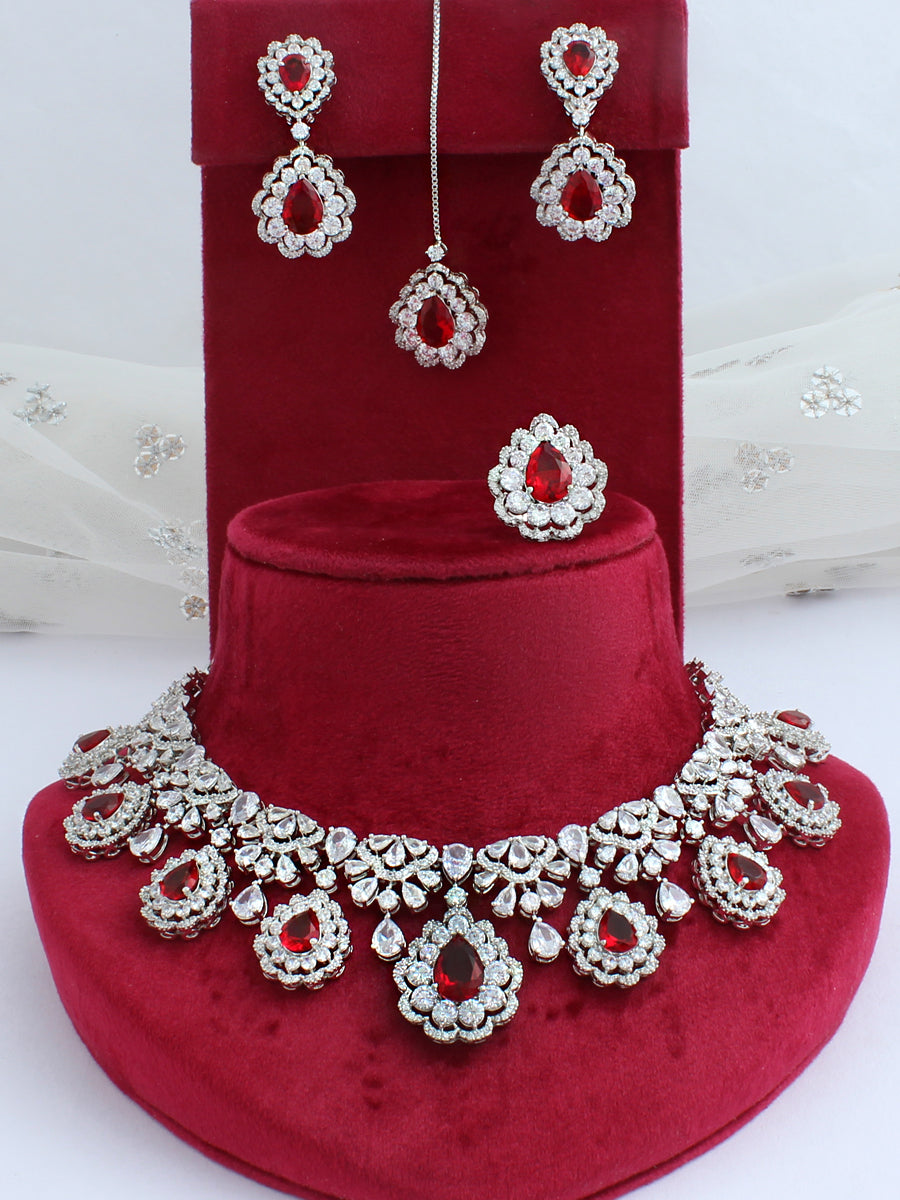 maysha Necklace Set-Maroon