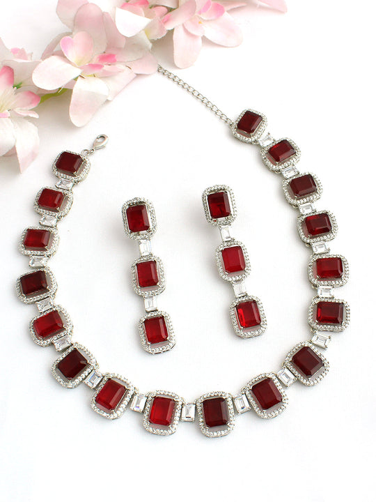 Ontario Necklace Set-Maroon