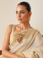 Vibhuti Long Necklace Set-Pink