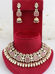 Assam Bib Necklace Set-Pastel pink