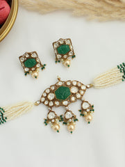 Mannat Choker Necklace Set-Green