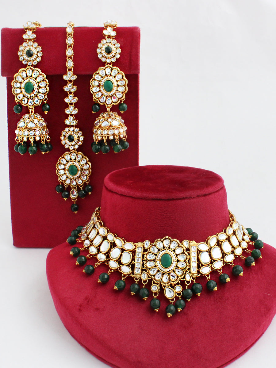 Monali Necklace Set-Green