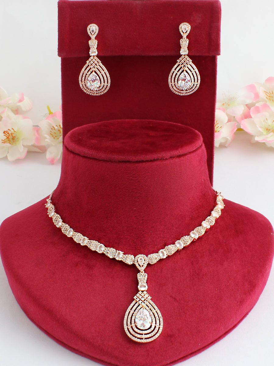 Nihika Necklace Set-Rose gold