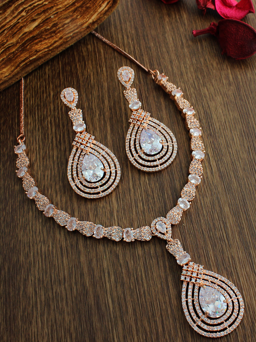 Nihika Necklace Set-Rose gold