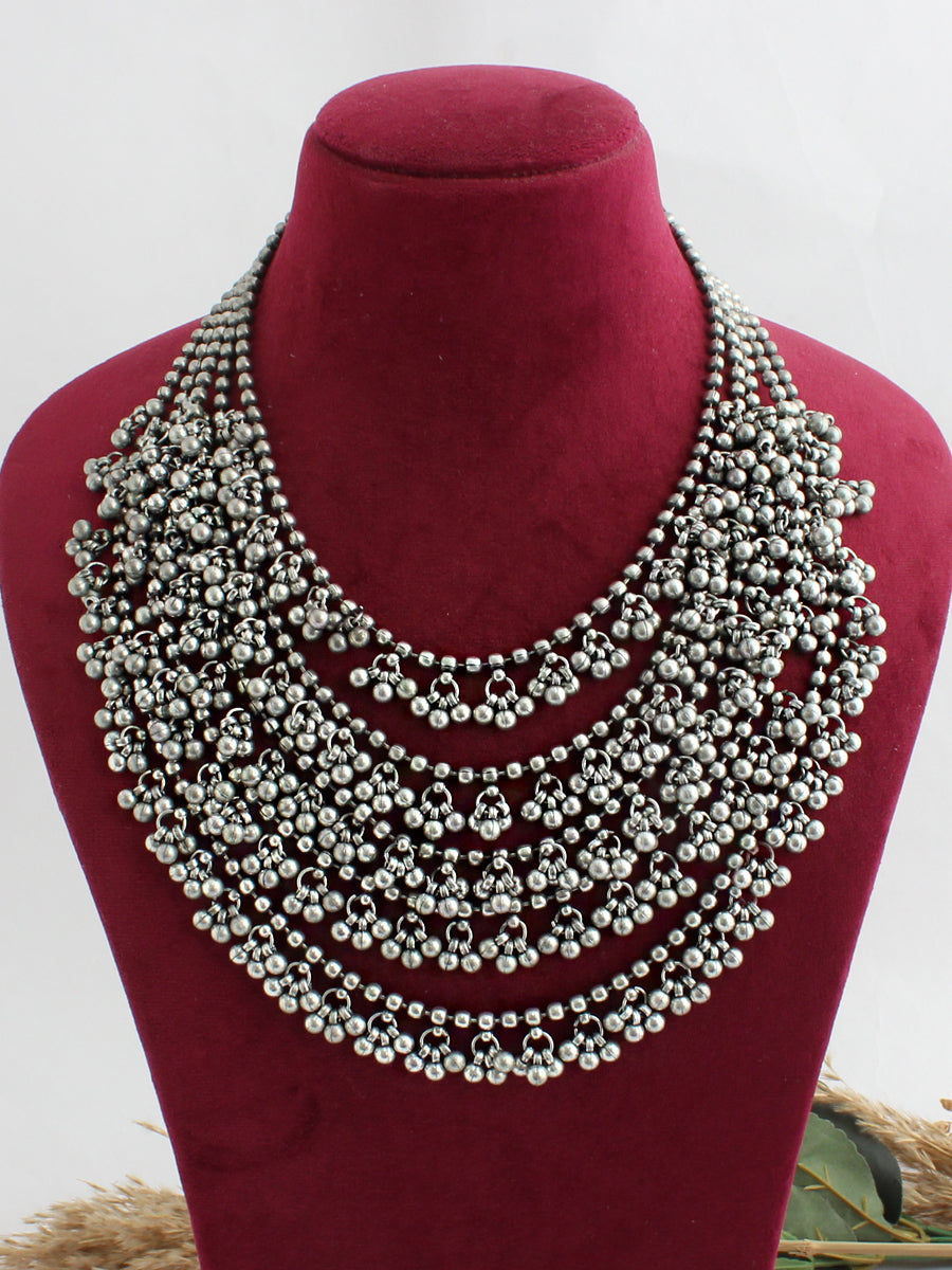 Alpa Layered Necklace-Antique Silver