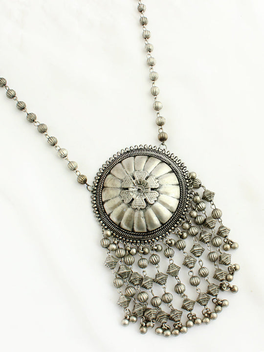 Ipshita Long Necklace-Antique Silver