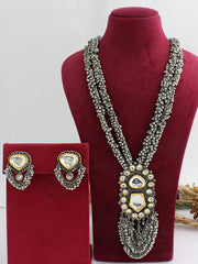 Brishti Long Necklace Set-Antique Silver