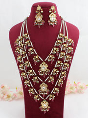 Meerakshi Layered Necklace Set-Pink