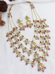 Pavitra Layered Necklace Set-Pink