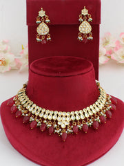 Dishani Bib Necklace Set-Maroon