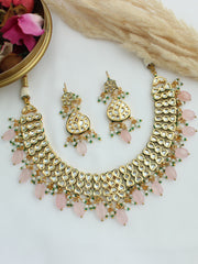 Ashini Bib Necklace Set-Pastel Pink