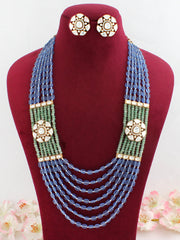 Vanika Long Necklace Set-Blue