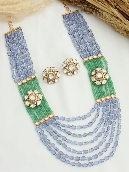 Vanika Long Necklace Set-Blue