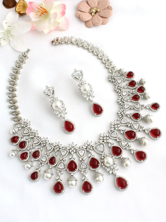 Jessica Necklace Set-Maroon