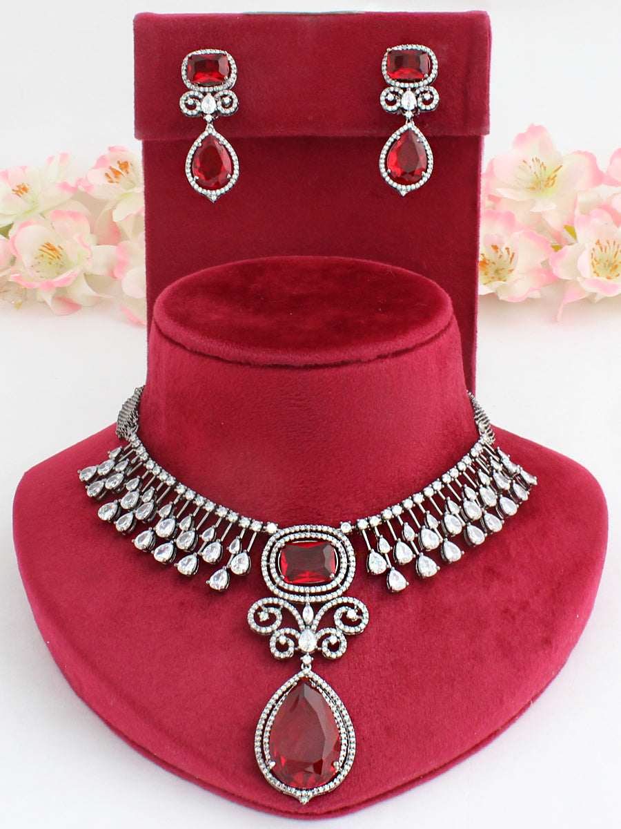 Milan Necklace Set-Maroon