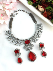 Milan Necklace Set-Maroon