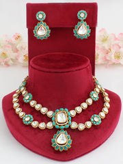 Sharvi Bib Necklace Set-Turquoise