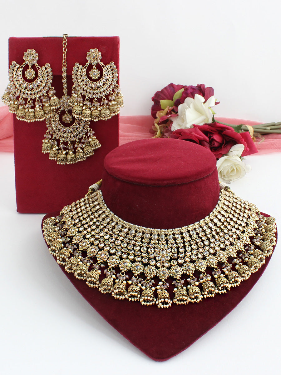 Ghazal Necklace Set-Lavender