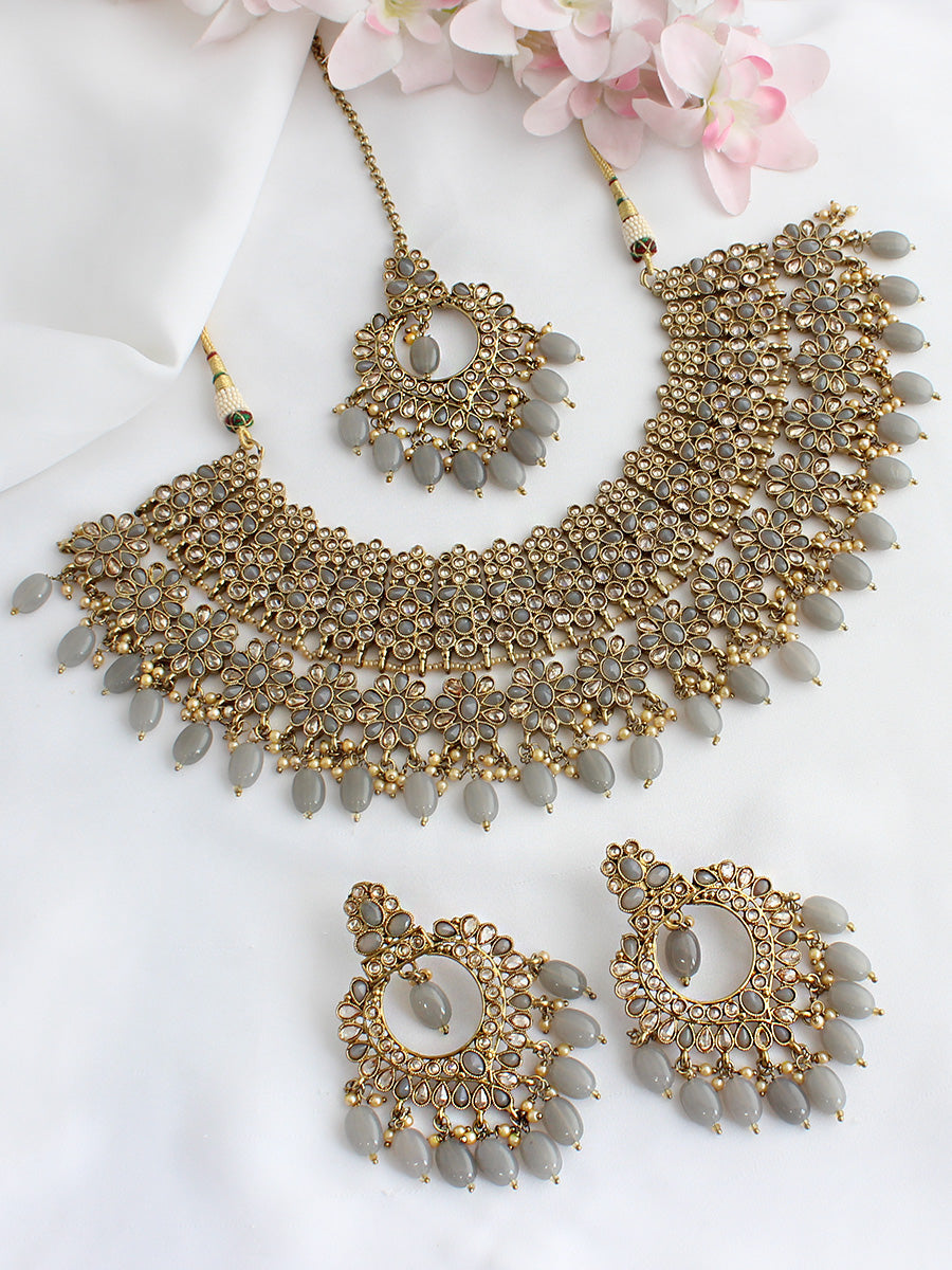 Alia Necklace Set  - Grey