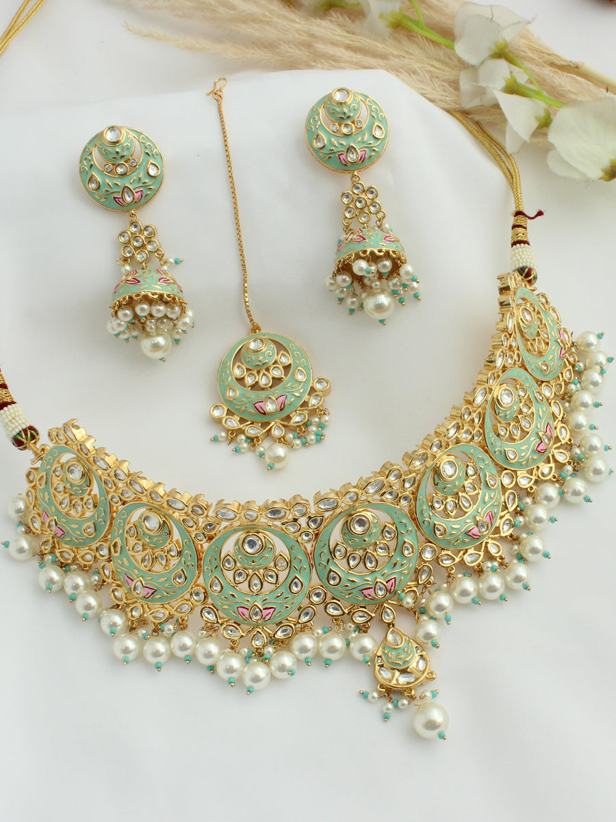 Mirpur Choker Necklace Set - Aqua