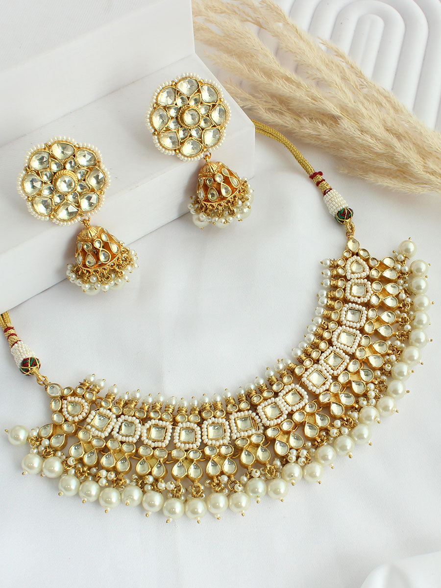 Anvita Bib Necklace Set - Gold