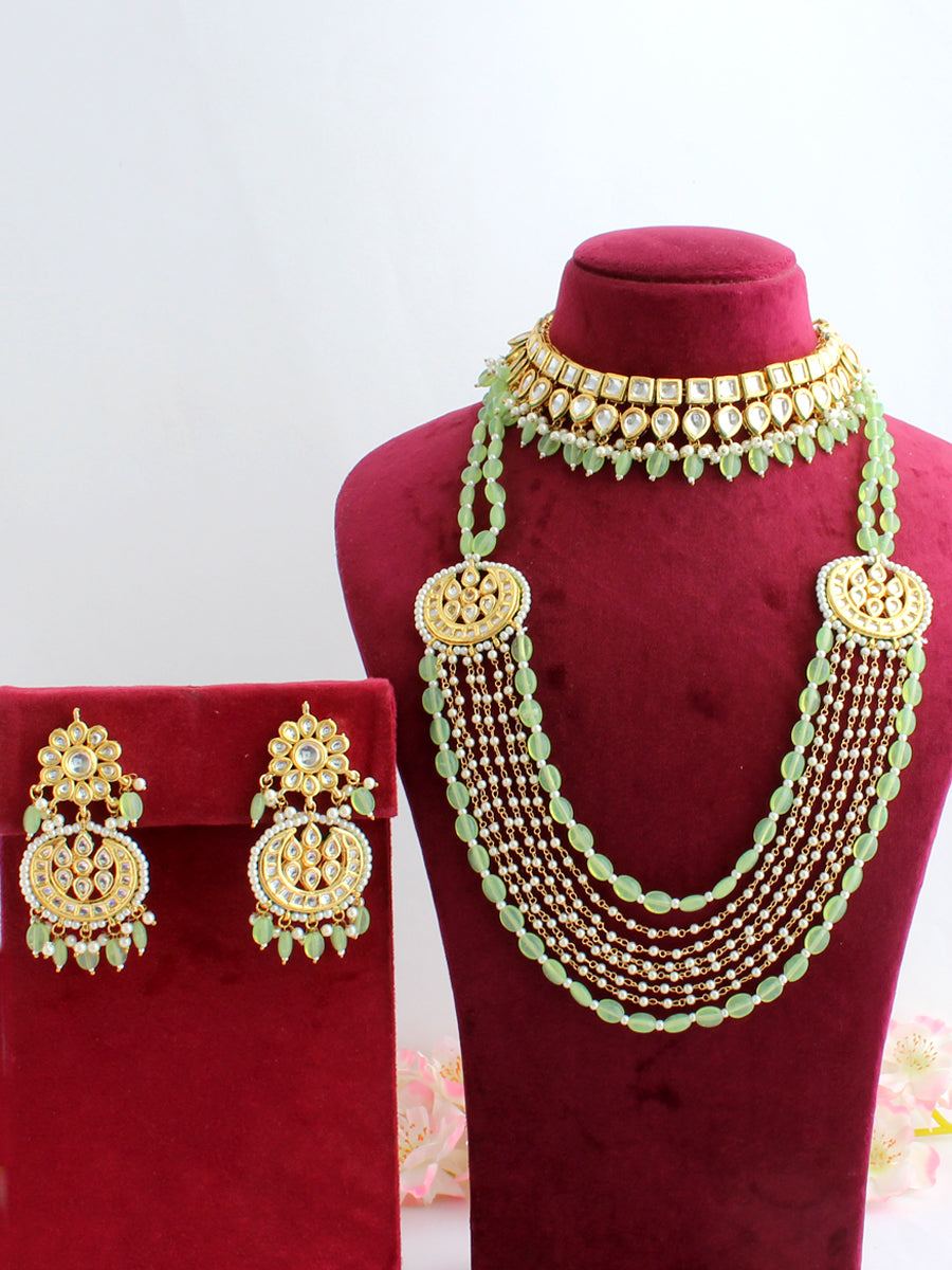 Virika Layered Necklace Set-Mint Green