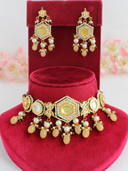 Pranali Choker Necklace Set-Yellow