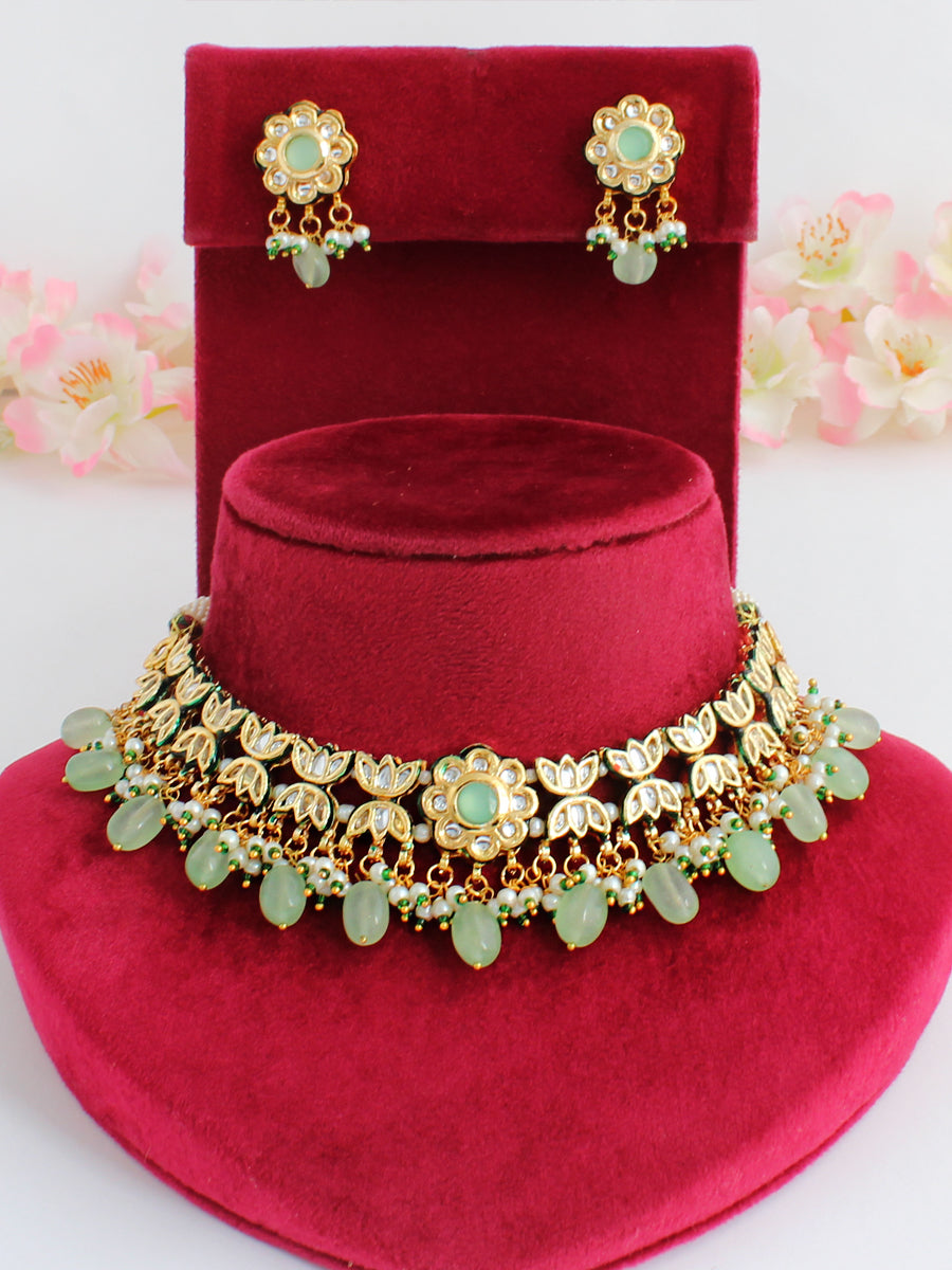 Rohini Choker Necklace Set-Mint Green