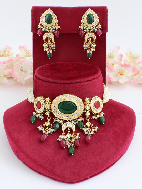 Nabhya Necklace Set-Green