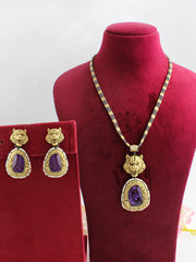 Rayna Pendant Necklace Set-Purple