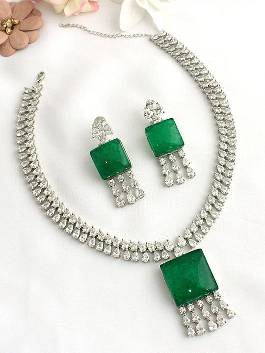 Bahrain Bib Necklace Set-Green
