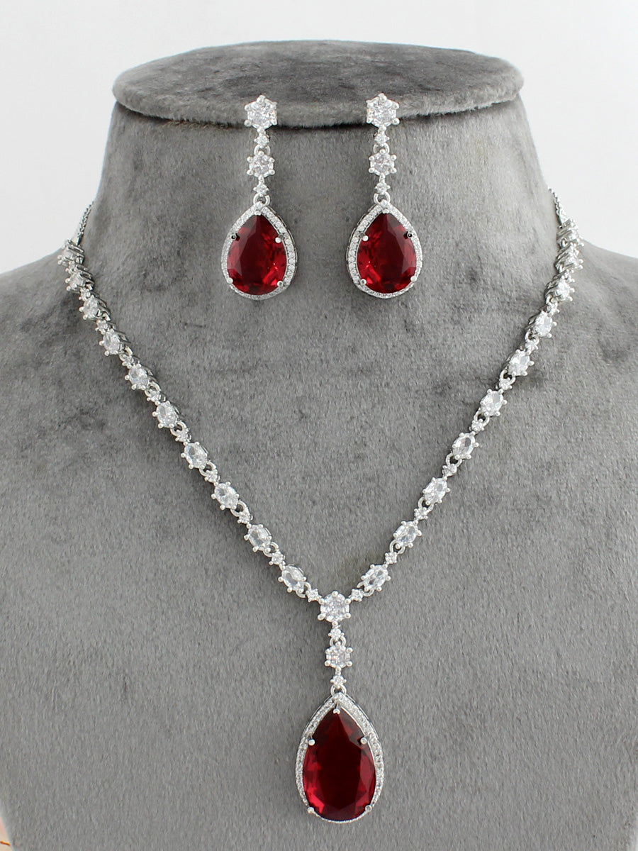 Sofia Pendant Necklace Set-Ruby Pink