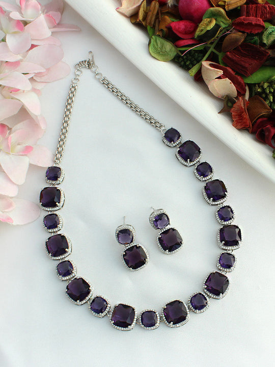 Richa Necklace Set-Purple