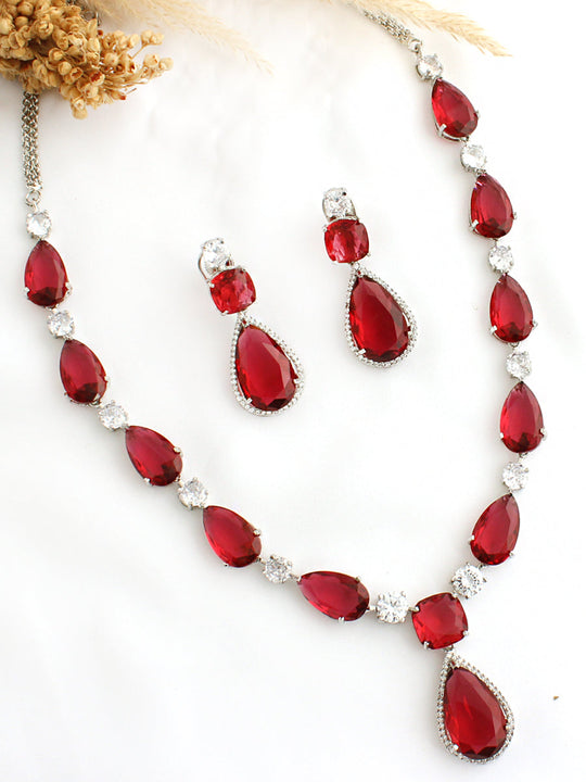 Ayesha Necklace Set-Maroon