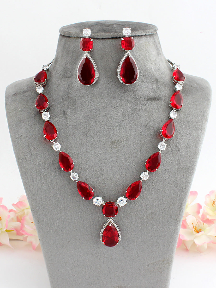 Ayesha Necklace Set-Maroon