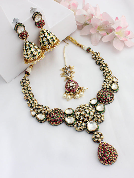 Mumtaz Bib Necklace Set-Multicolor