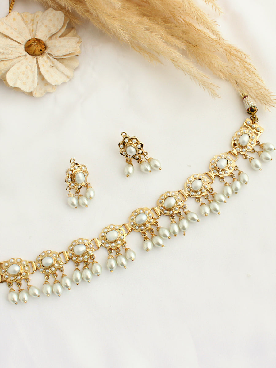 Ayeza Jadau Choker Necklace Set-pearl