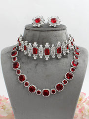 Naysha Layered Necklace Set-Maroon