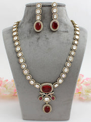 Raysha Long Necklace Set-Maroon