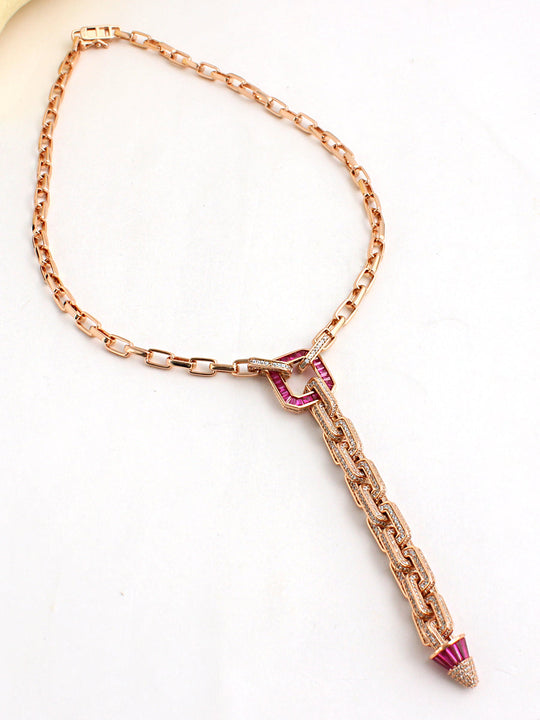 Zoe Necklace - Ruby Pink