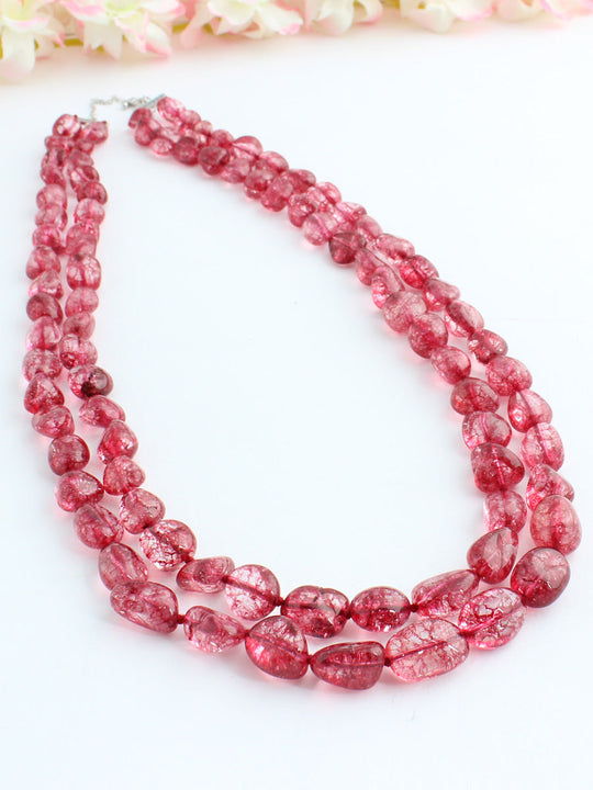 Pushti 2 Layered Necklace-Pink