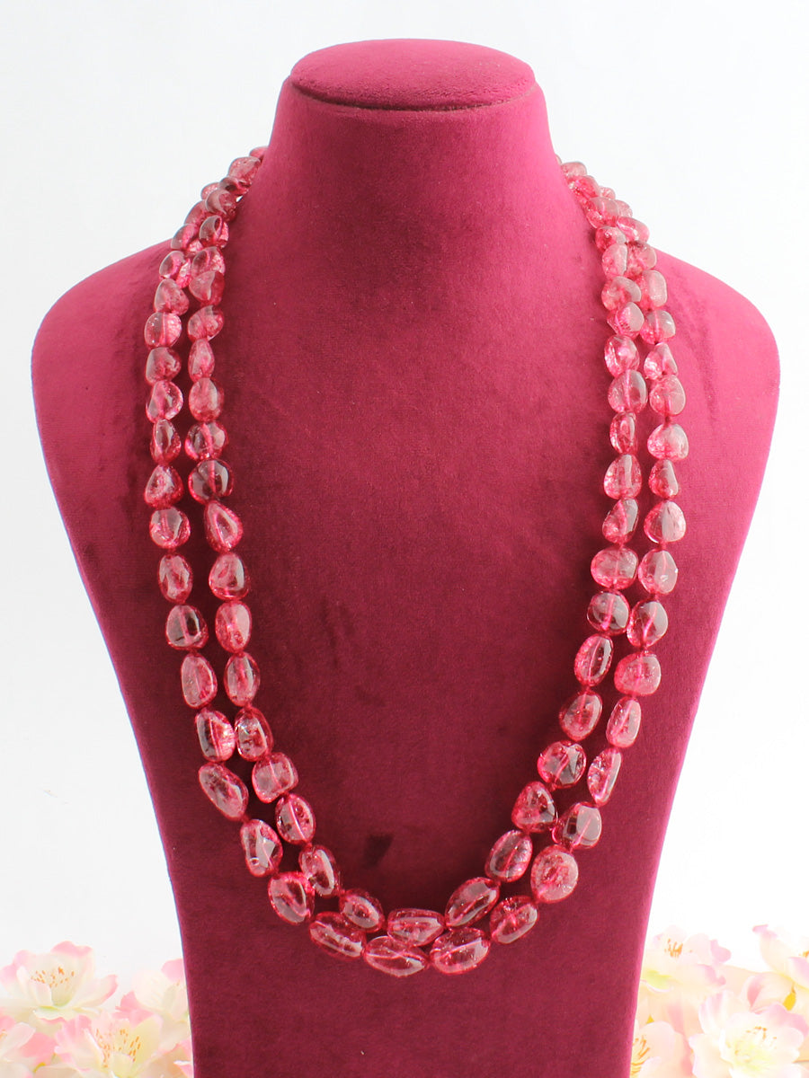 Pushti 2 Layered Necklace-Pink