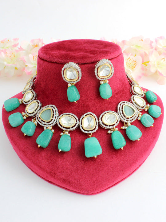 Arusha Bib Necklace Set-Mint Green