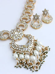 Shuchi Bib Necklace Set-Ivory