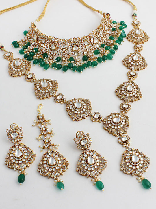 Manushi Layered Necklace Set-Green