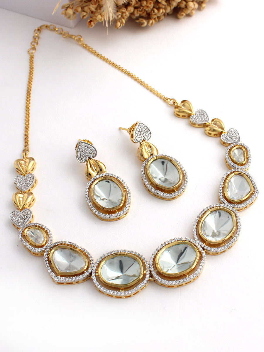 Sharanya Bib Necklace Set-Gold